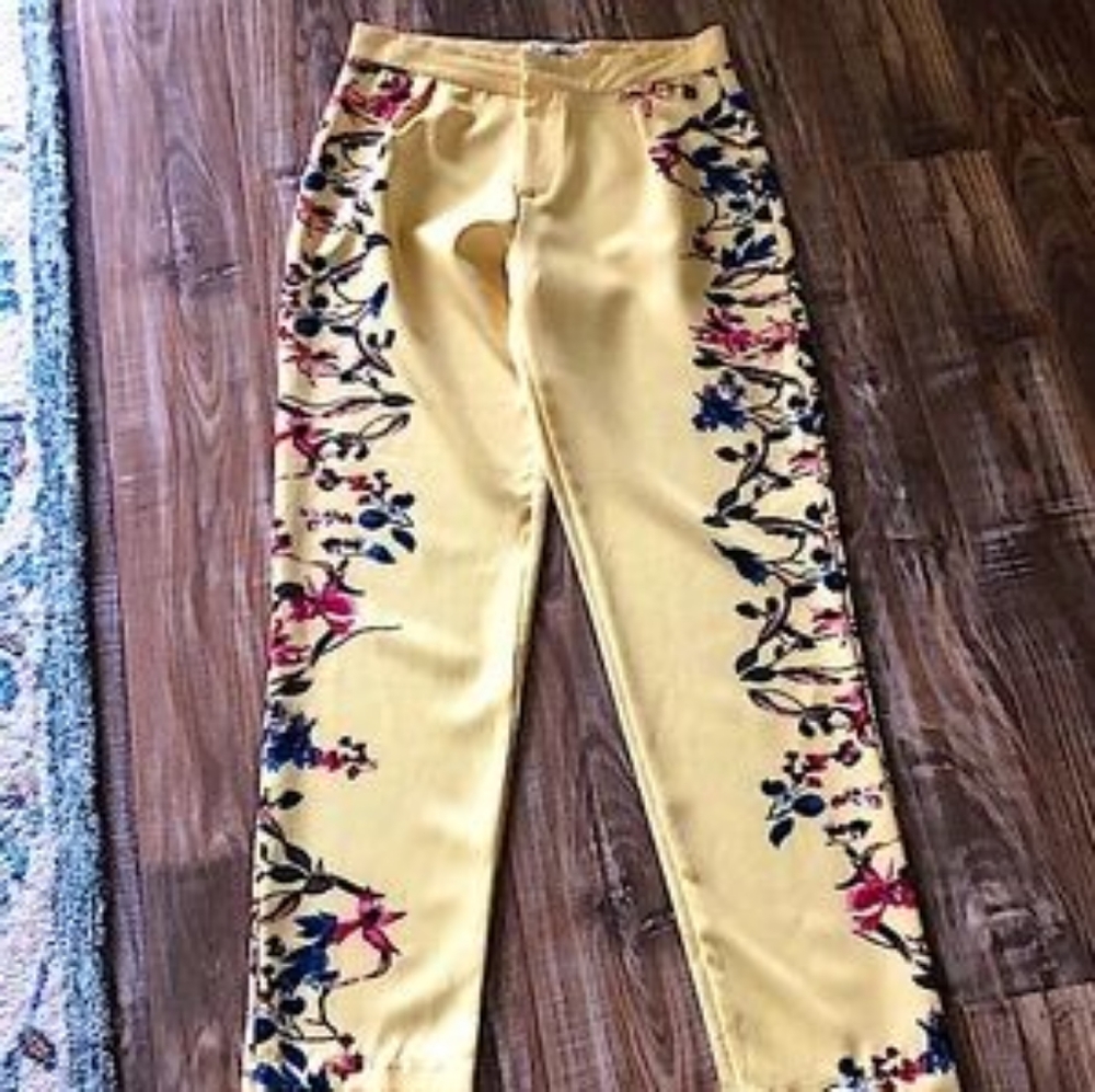 Grifflin Paris Yellow Floral Pants NWOT